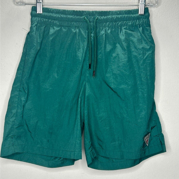 Guess Green Stretch Waist Drawstring Nylon Jogging Shorts Small - Picture 1 of 12